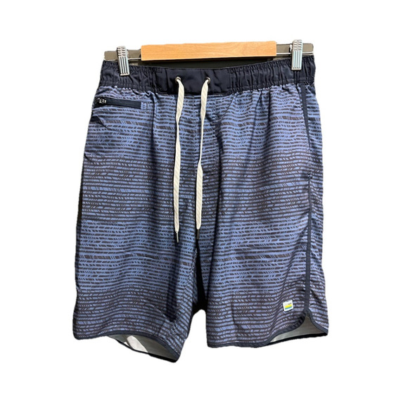 Vuori Blue Striped V-Cycled Performance 4-Way Stretch Men's Board Shorts Size M - Picture 1 of 5